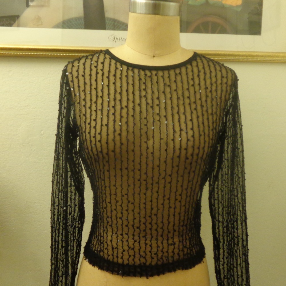 A.B.S by Allen Schwartz Sequins Long Sleeve Blouse
